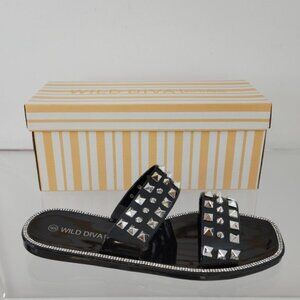 Wild Diva Studded  Rhinestone Sandals